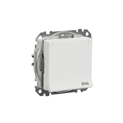 Sedna Design & Elements Gniazdo pojedyncze z uziemieniem z przesłonami zaciski bezgwintowe IP44 białe SDD211014 SCHNEIDER (SDD211014)